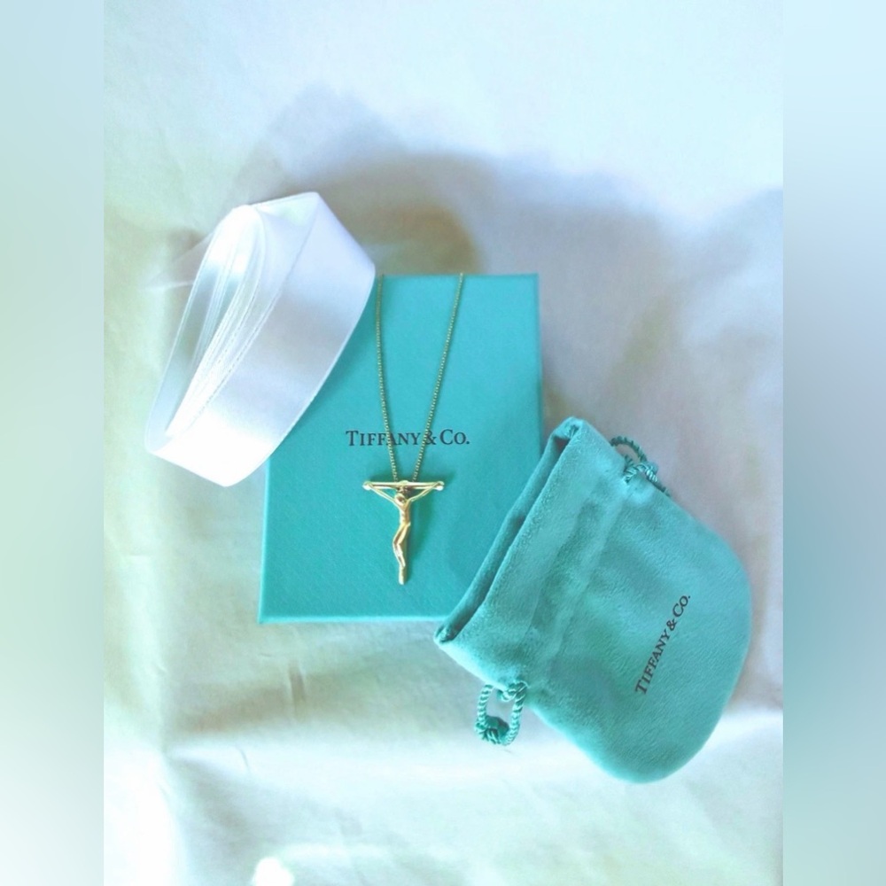 18" Tiffany & Co 27mm Sterling Silver Crucifix Elsa Peretti Cross Necklace